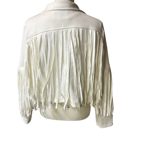 CHARTOU Women's Chic Cropped Tassel Fringe Faux Suede Moto Jacket NWT - Picture 12 of 13